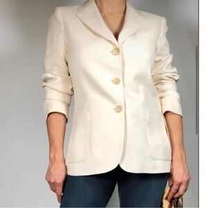 Vintage Lauren Ralph Lauren Linen Silk Cream Women's Blazer